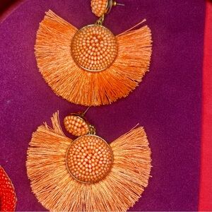 Anthropologie Neon and Tassel Beaded Earrings
